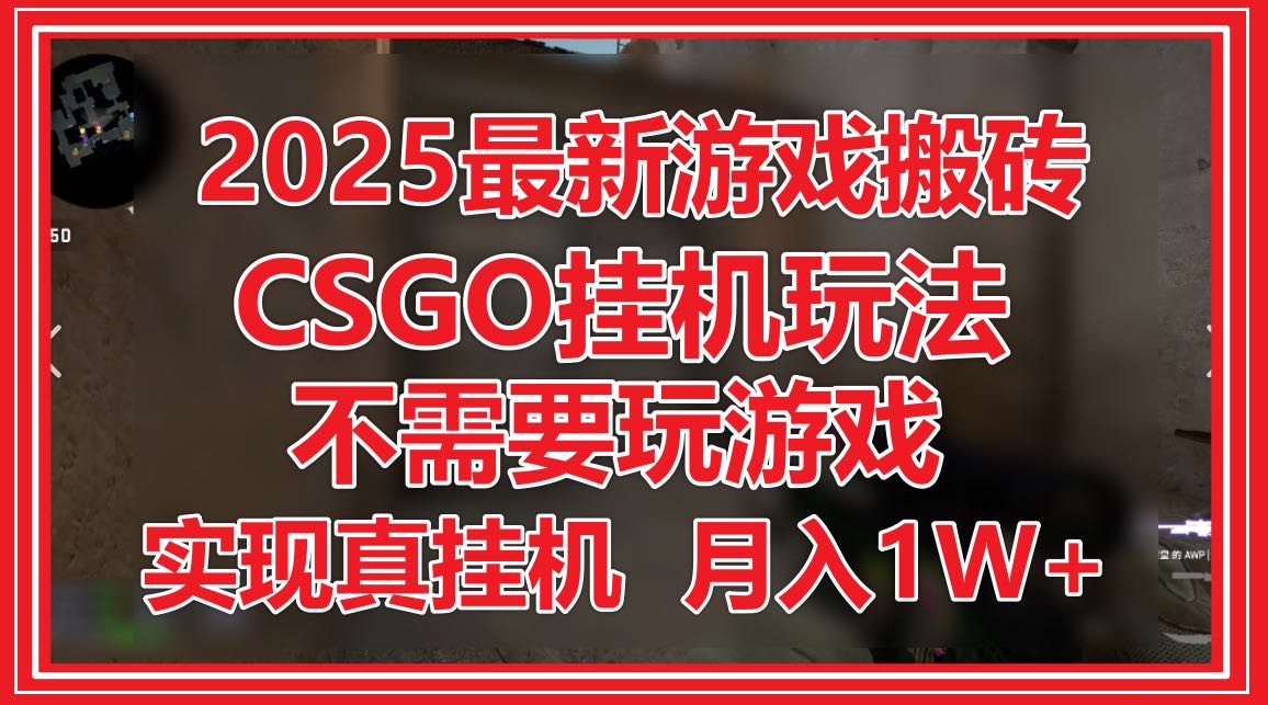 2025最新游戏搬砖，CSGO挂机，不需要玩游戏，实现真挂机，月入1W+-橙尔网赚two