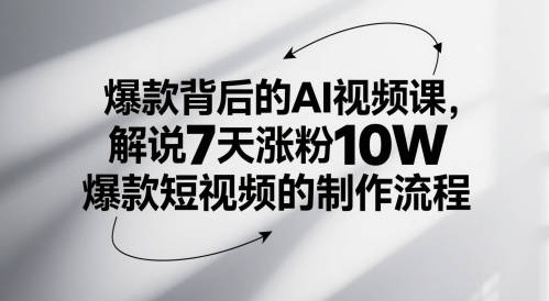 爆款背后的AI视频课，解说7天涨粉10W爆款短视频的制作流程-橙尔网赚two