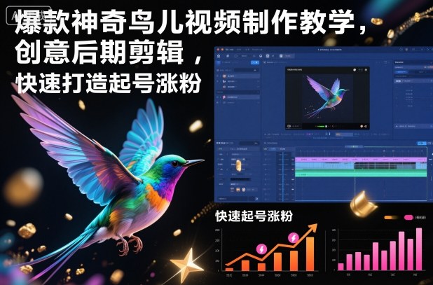 爆款神奇鸟儿视频制作教学，创意后期剪辑，快速打造起号涨粉-创客前沿