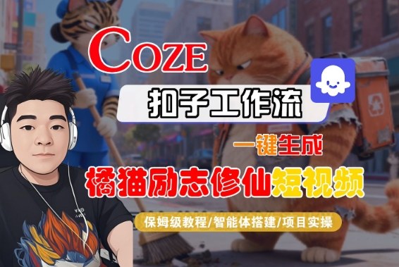 Coze扣子智能体工作流一键生成“橘猫励志修仙“短视频，全流程保姆级教学-创客前沿