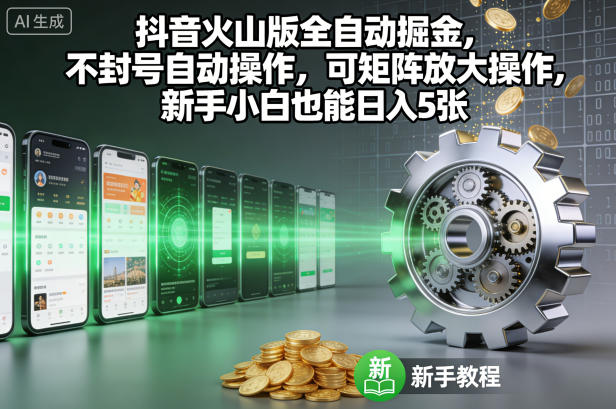 抖音火山版全自动掘金，不封号自动操作，可矩阵放大操作，新手小白也能日入5张【揭秘】-创客前沿